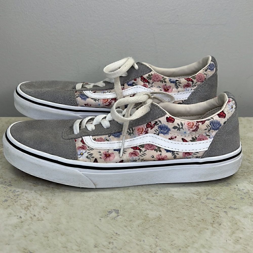 VANS Old Skool Gray, Floral, Butterfly Sneakers 5